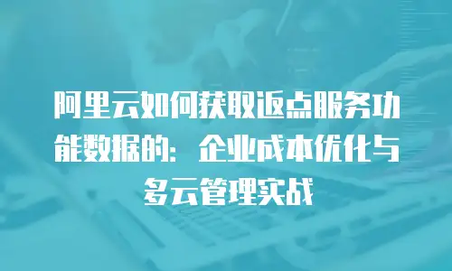 阿里云如何获取返点服务功能数据的：企业成本优化与多云管理实战