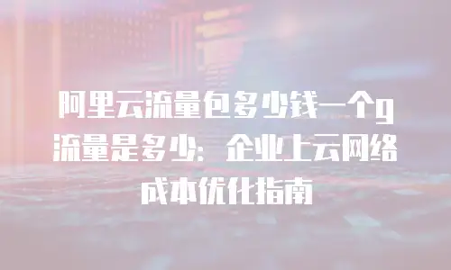 阿里云流量包多少钱一个g流量是多少：企业上云网络成本优化指南