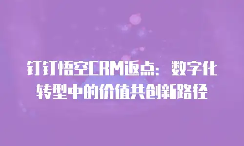 钉钉悟空CRM返点：数字化转型中的价值共创新路径