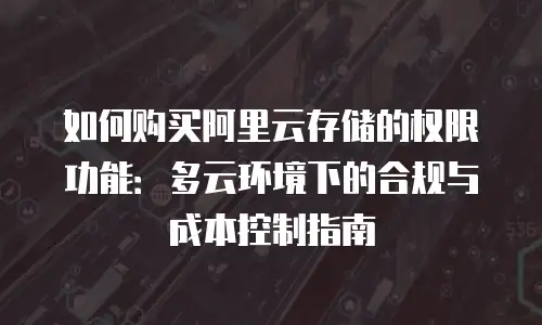 如何购买阿里云存储的权限功能：多云环境下的合规与成本控制指南