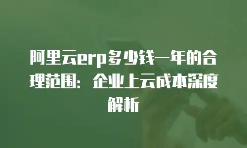 阿里云erp多少钱一年的合理范围：企业上云成本深度解析