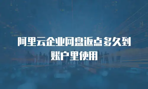 阿里云企业网盘返点多久到账户里使用