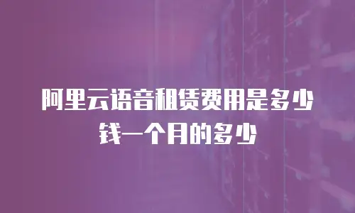 阿里云语音租赁费用是多少钱一个月的多少