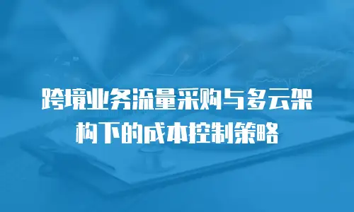 跨境业务流量采购与多云架构下的成本控制策略