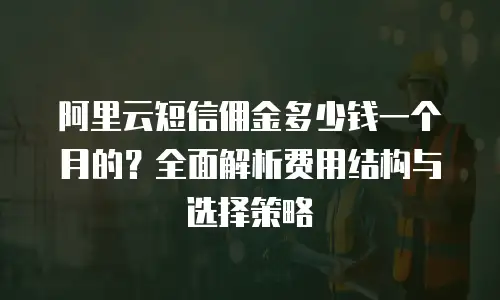 阿里云短信佣金多少钱一个月的？全面解析费用结构与选择策略