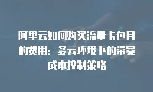 阿里云如何购买流量卡包月的费用：多云环境下的带宽成本控制策略