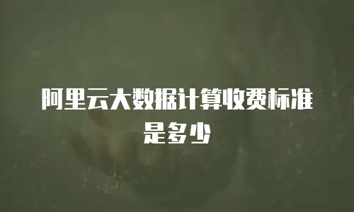 阿里云大数据计算收费标准是多少
