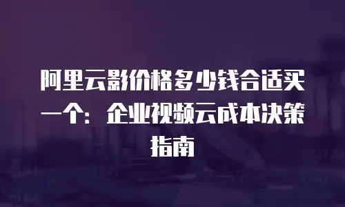 阿里云影价格多少钱合适买一个：企业视频云成本决策指南