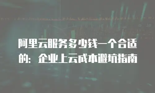 阿里云服务多少钱一个合适的：企业上云成本避坑指南