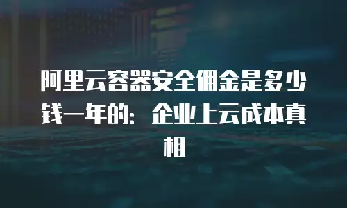 阿里云容器安全佣金是多少钱一年的：企业上云成本真相