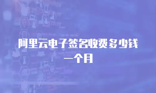 阿里云电子签名收费多少钱一个月