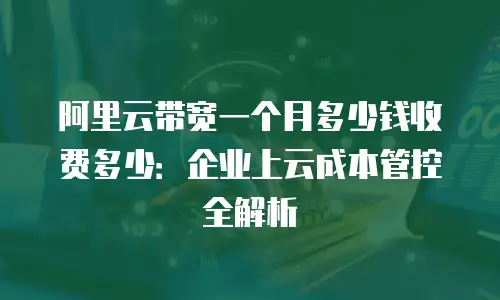 阿里云带宽一个月多少钱收费多少：企业上云成本管控全解析