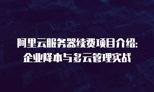 阿里云服务器续费项目介绍：企业降本与多云管理实战