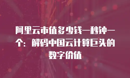 阿里云市值多少钱一秒钟一个：解码中国云计算巨头的数字价值