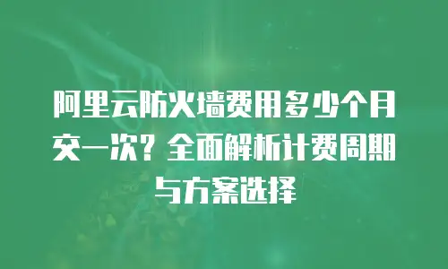 阿里云防火墙费用多少个月交一次？全面解析计费周期与方案选择