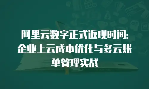 阿里云数字正式返现时间：企业上云成本优化与多云账单管理实战