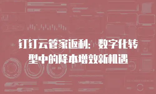 钉钉云管家返利：数字化转型中的降本增效新机遇