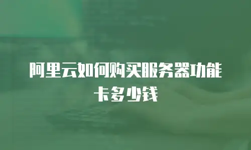 阿里云如何购买服务器功能卡多少钱