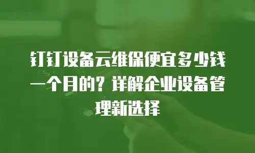 钉钉设备云维保便宜多少钱一个月的？详解企业设备管理新选择