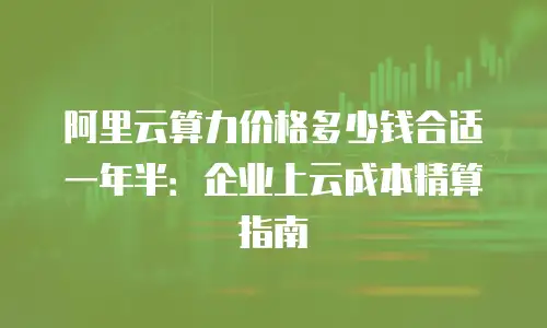 阿里云算力价格多少钱合适一年半：企业上云成本精算指南