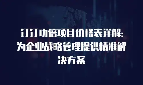 钉钉功倍项目价格表详解：为企业战略管理提供精准解决方案