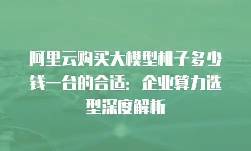 阿里云购买大模型机子多少钱一台的合适：企业算力选型深度解析