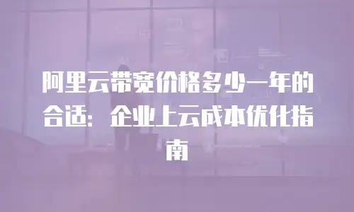 阿里云带宽价格多少一年的合适：企业上云成本优化指南