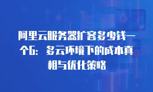 阿里云服务器扩容多少钱一个G：多云环境下的成本真相与优化策略