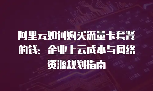 阿里云如何购买流量卡套餐的钱：企业上云成本与网络资源规划指南