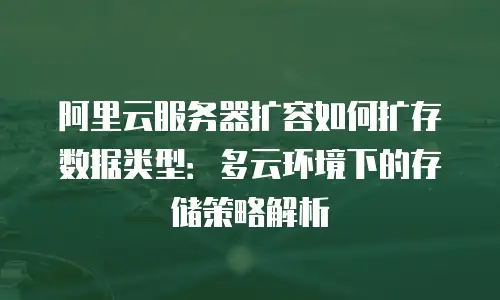 阿里云服务器扩容如何扩存数据类型：多云环境下的存储策略解析