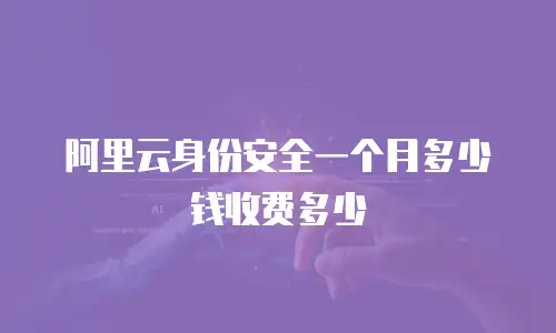 阿里云身份安全一个月多少钱收费多少