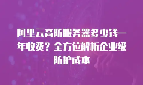 阿里云高防服务器多少钱一年收费？全方位解析企业级防护成本