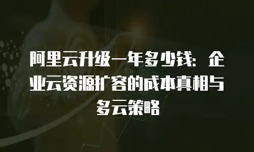 阿里云升级一年多少钱：企业云资源扩容的成本真相与多云策略