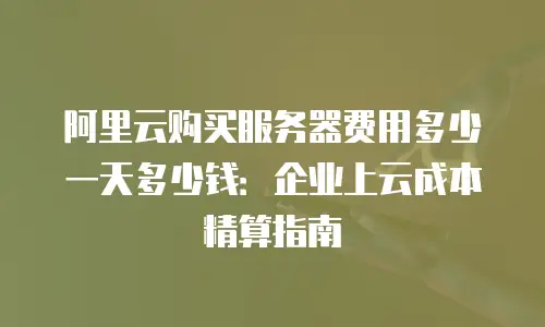 阿里云购买服务器费用多少一天多少钱：企业上云成本精算指南