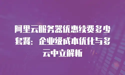 阿里云服务器优惠续费多少套餐：企业级成本优化与多云中立解析