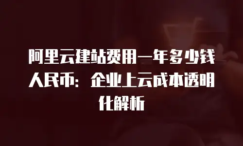 阿里云建站费用一年多少钱人民币：企业上云成本透明化解析