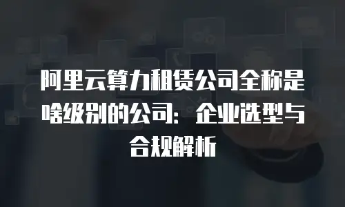阿里云算力租赁公司全称是啥级别的公司：企业选型与合规解析