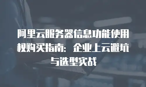 阿里云服务器信息功能使用权购买指南：企业上云避坑与选型实战