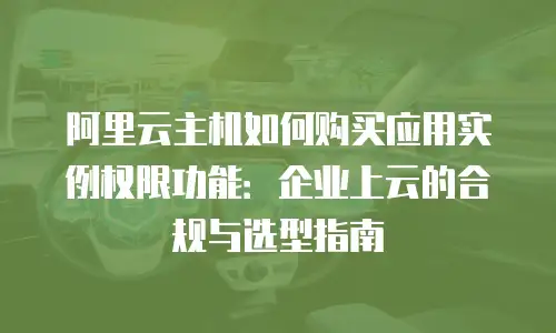阿里云主机如何购买应用实例权限功能：企业上云的合规与选型指南
