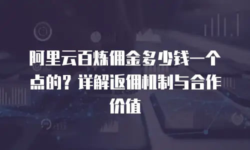 阿里云百炼佣金多少钱一个点的？详解返佣机制与合作价值