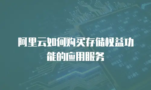 阿里云如何购买存储权益功能的应用服务
