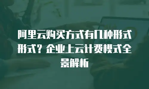 阿里云购买方式有几种形式形式？企业上云计费模式全景解析