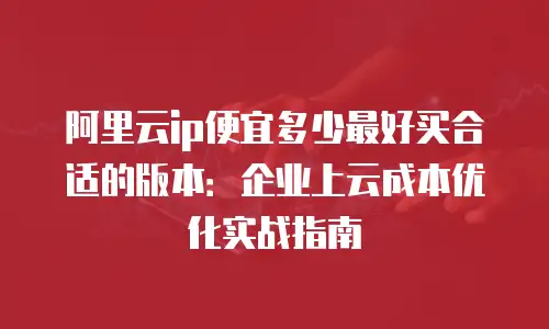 阿里云ip便宜多少最好买合适的版本：企业上云成本优化实战指南