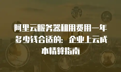 阿里云服务器租用费用一年多少钱合适的：企业上云成本精算指南