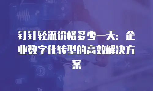 钉钉轻流价格多少一天：企业数字化转型的高效解决方案