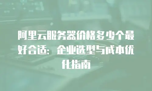 阿里云服务器价格多少个最好合适：企业选型与成本优化指南