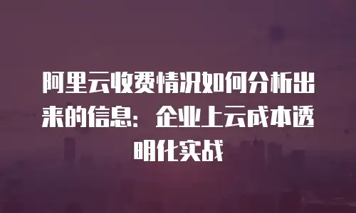 阿里云收费情况如何分析出来的信息：企业上云成本透明化实战