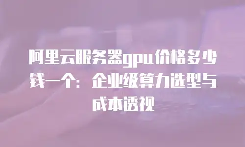 阿里云服务器gpu价格多少钱一个：企业级算力选型与成本透视