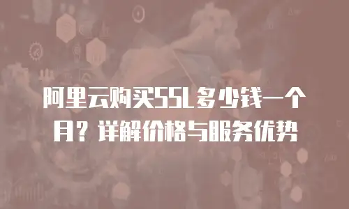 阿里云购买SSL多少钱一个月？详解价格与服务优势