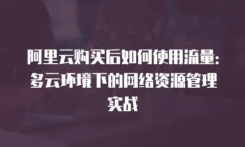 阿里云购买后如何使用流量：多云环境下的网络资源管理实战